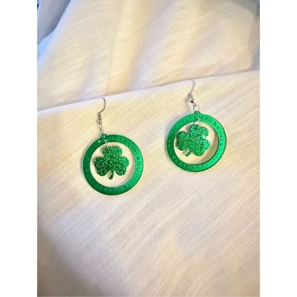 St. Patrick’s Day glitter green earrings